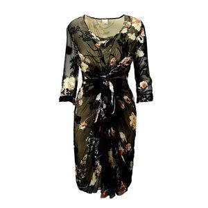 NWT $625 3.1 Phillip  Floral Silk velvet drape dress